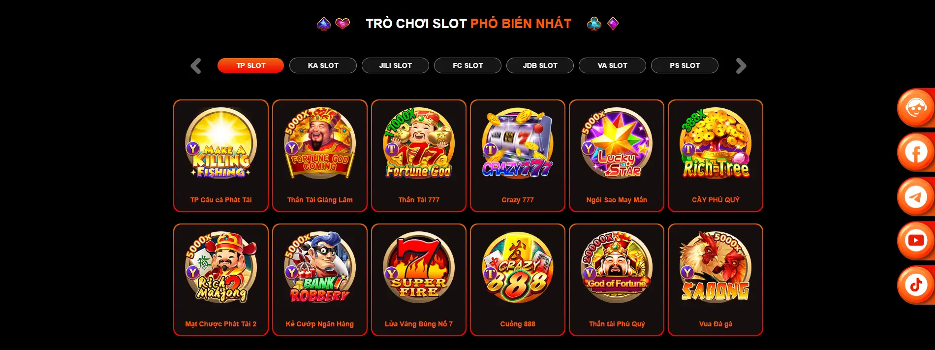 Sảnh game nổ hũ được yêu thích nhất tại NOHU - nohu88